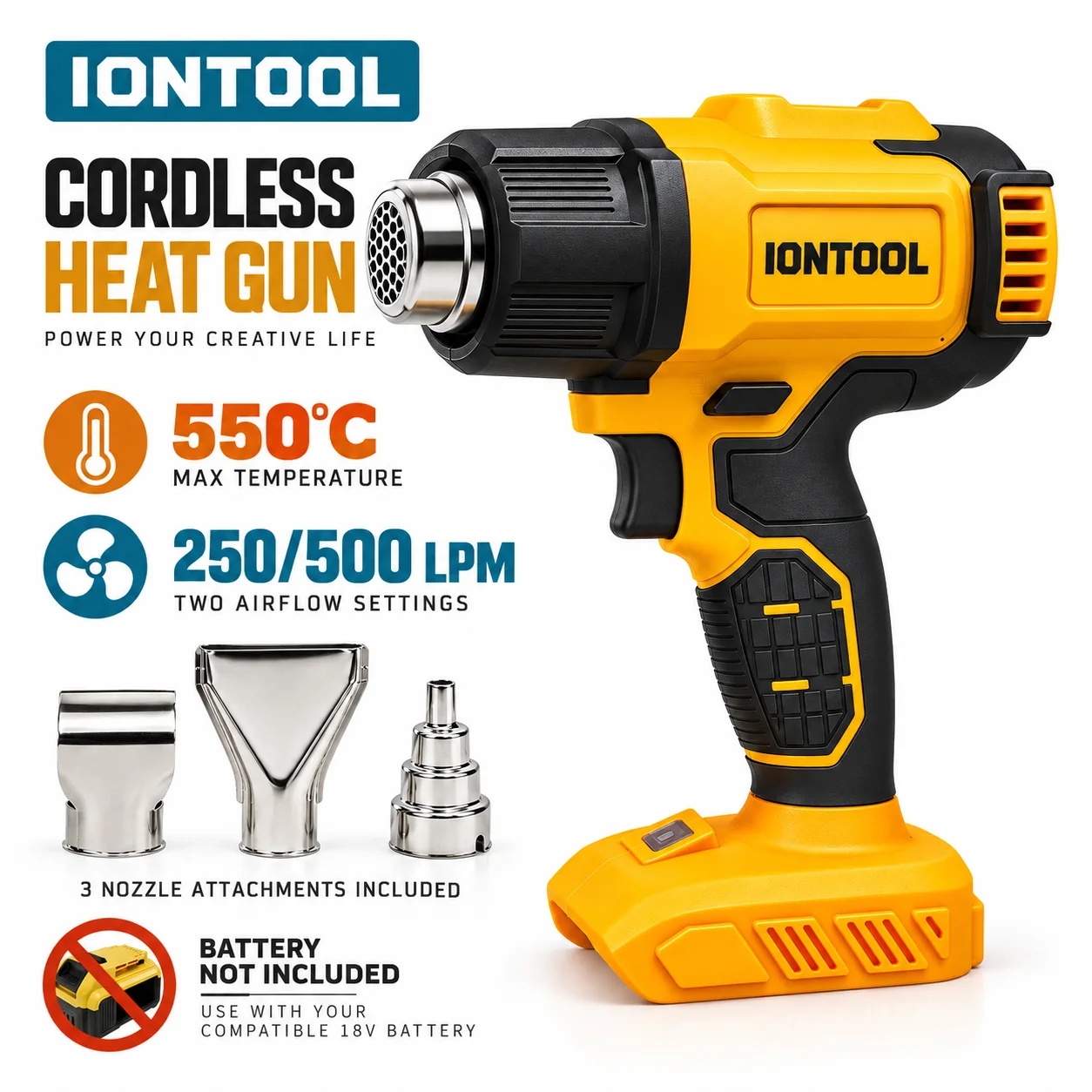 Cordless Heat Gun For Shrink Tubing - Pistol Panas Tanpa Kabel IONTOOL Warna