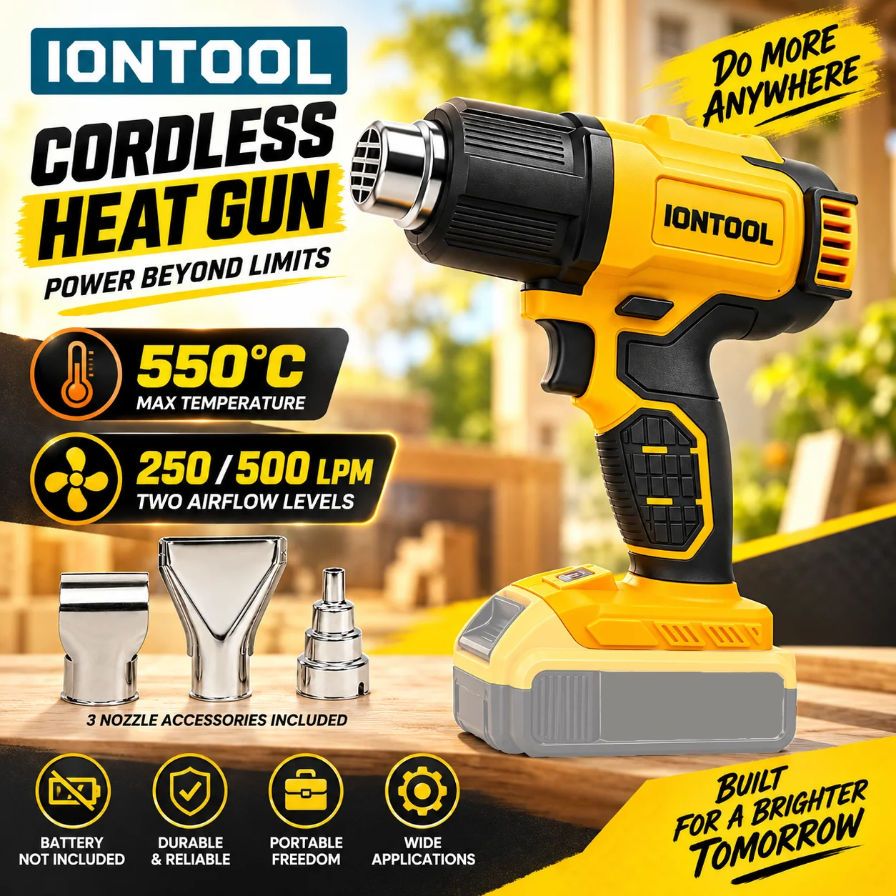 IONTOOL Kuning 550 ℃   Pistol  - Cordless Heat Gun For Shrink Tubing ulasan dan harga